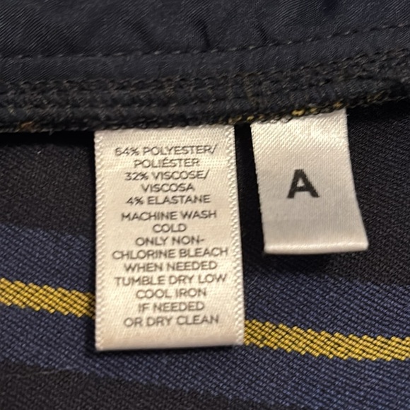 Loft Vertical Striped Trousers Dress Pants Black Navy Blue Yellow Size 4 - Picture 4 of 4